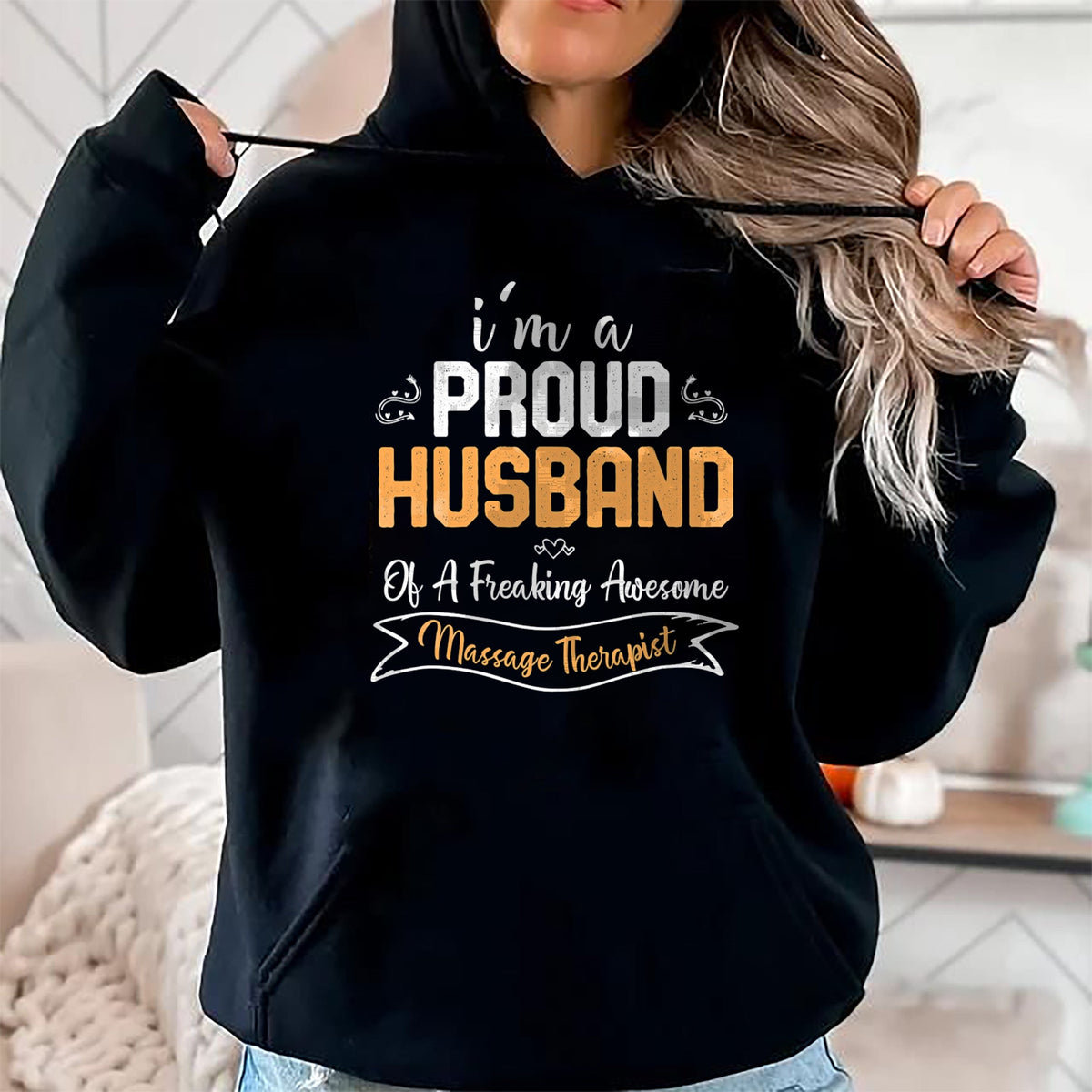 Best Wife Shirt, Wife and Husband Unisex T-Shirt/Hoodie/Sweatshirt HLT00 - I am a Proud Husband of A Freaking Awesome Massage Therapist T-Shirt