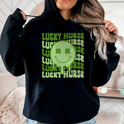 Patrick Day Shirts for Family, Funny Patrick Day shirts, st patrick's day Unisex T-Shirt/Hoodie/Sweatshirt HLT00 - Lucky Nurse Retro Groovy St Patrick Day Hippie Shamrock T-Shirt