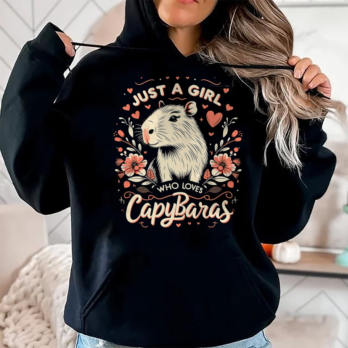 Cute Capybara Shirt, Funny Capybara Unisex T-Shirt/Hoodie/Sweatshirt HLT00 - Just a Girl who Loves Capybaras T-Shirt (6)