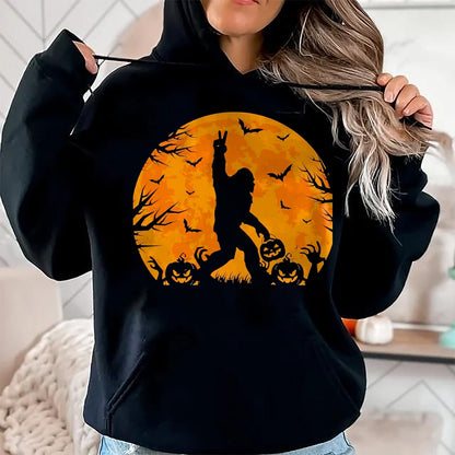 Best Thanksgiving Family Shirt , Funny Thanksgiving UnisexT-Shirt/Hoodie/Sweatshirt HLT00 - Spooky Halloween Bigfoot Pumpkin Funny Halloween Sasquatch T-Shirt, Men, Black, XX-Large