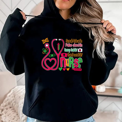 Funny Nurse Shirt, Nurse Unisex T-Shirt/Hoodie/Sweatshirt HLT00 - Nurse 365 Scrubs Wearing Temp Taking Hard Working Nurse T-Shirt