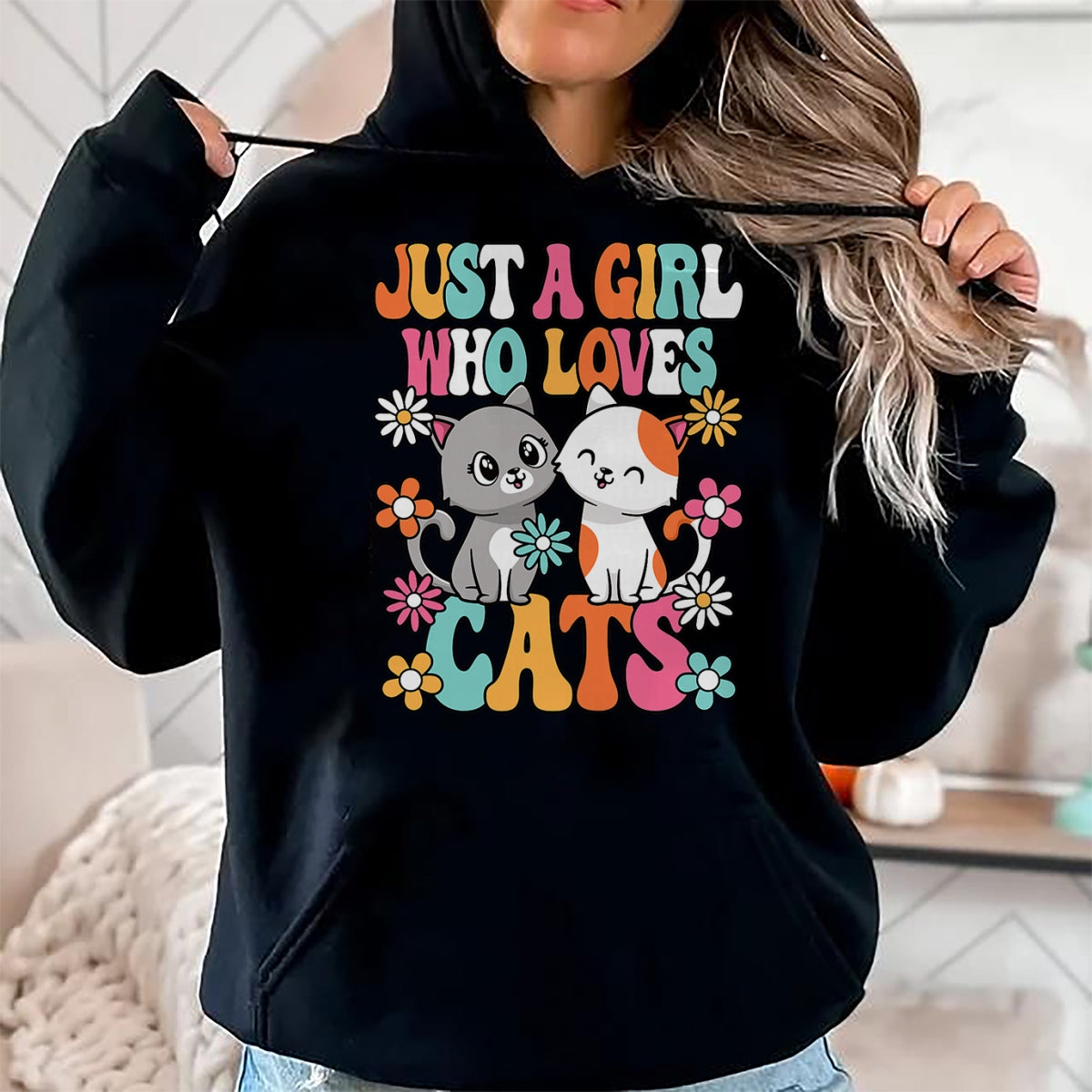 Cat Love Shirt, Funny Cat Lover Gift UnisexT-Shirt/Hoodie/Sweatshirt HLT00 - Just A Girl Who Loves Cats Cute Cat Lover Kitten Girls Kids T-Shirt (1)