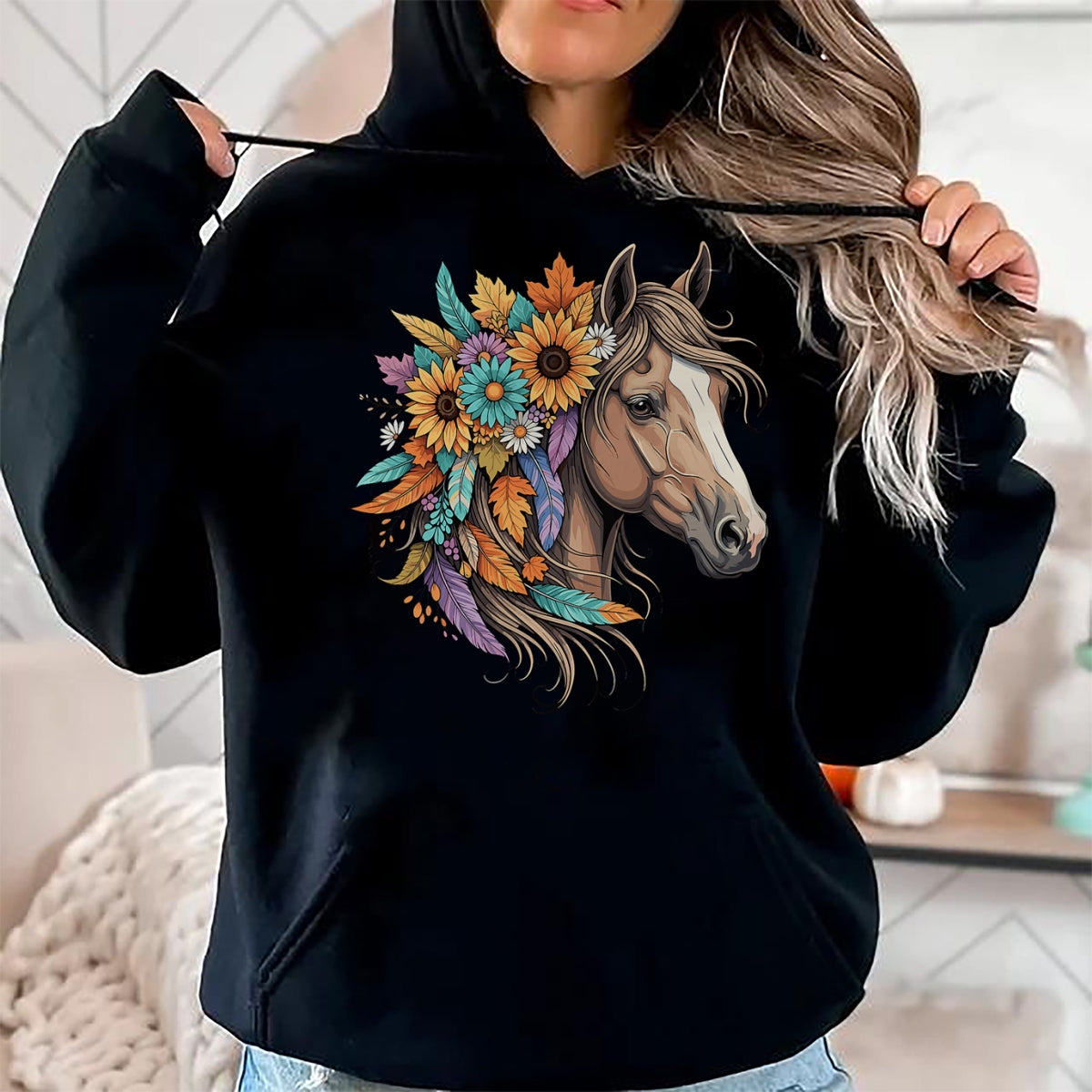 Best Horse Lover Shirt , Funny Horse UnisexT-Shirt/Hoodie/Sweatshirt HLT00 - Floral Wild Horse Country Horse Riding Women Girls T-Shirt