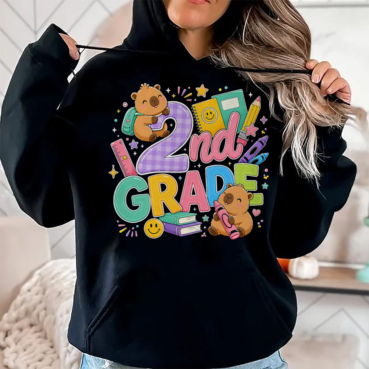Cute Capybara Shirt, Funny Capybara Unisex T-Shirt/Hoodie/Sweatshirt HLT00 - Cute Capybara 2nd Grade Back to School Second Grader Teacher T-Shirt