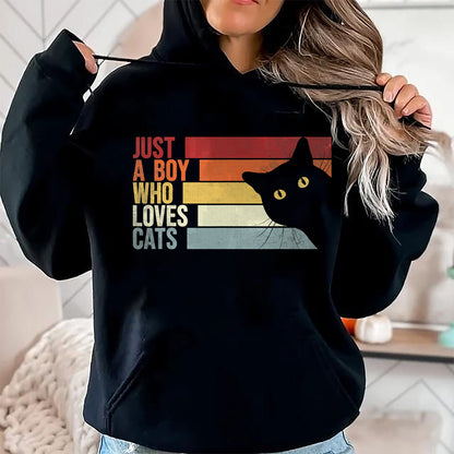 Cat Love Shirt, Funny Cat Lover Gift UnisexT-Shirt/Hoodie/Sweatshirt HLT00 - Just A Boy Who Loves Cats. Funny Cats Lover T-Shirt