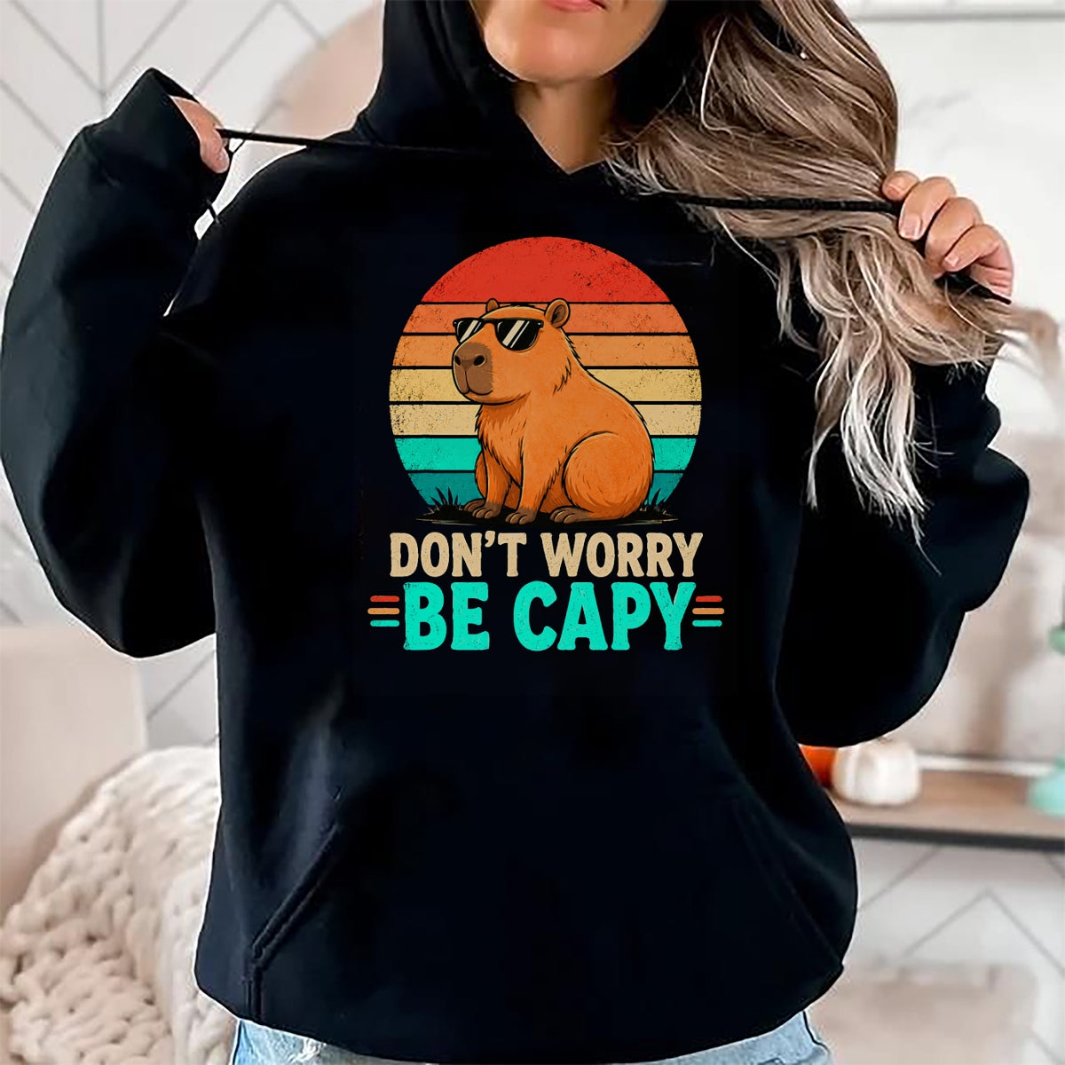 Cute Capybara Shirt, Funny Capybara Unisex T-Shirt/Hoodie/Sweatshirt HLT00 - Funny Be Capy Relaxed Capybara Vintage Cartoon Graphic T-Shirt
