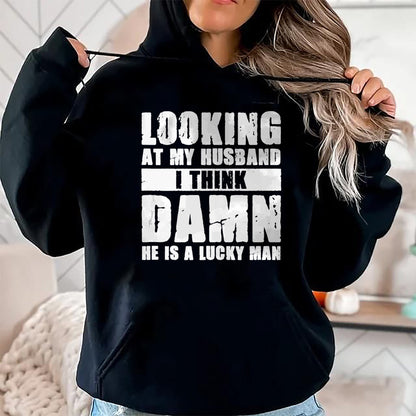 Best Wife Shirt, Wife and Husband Unisex T-Shirt/Hoodie/Sweatshirt HLT00 - Gift for wife T shirt, lucky wife   He is a Lucky Husband - Anniversary Gift - Man & Wife Tank Top