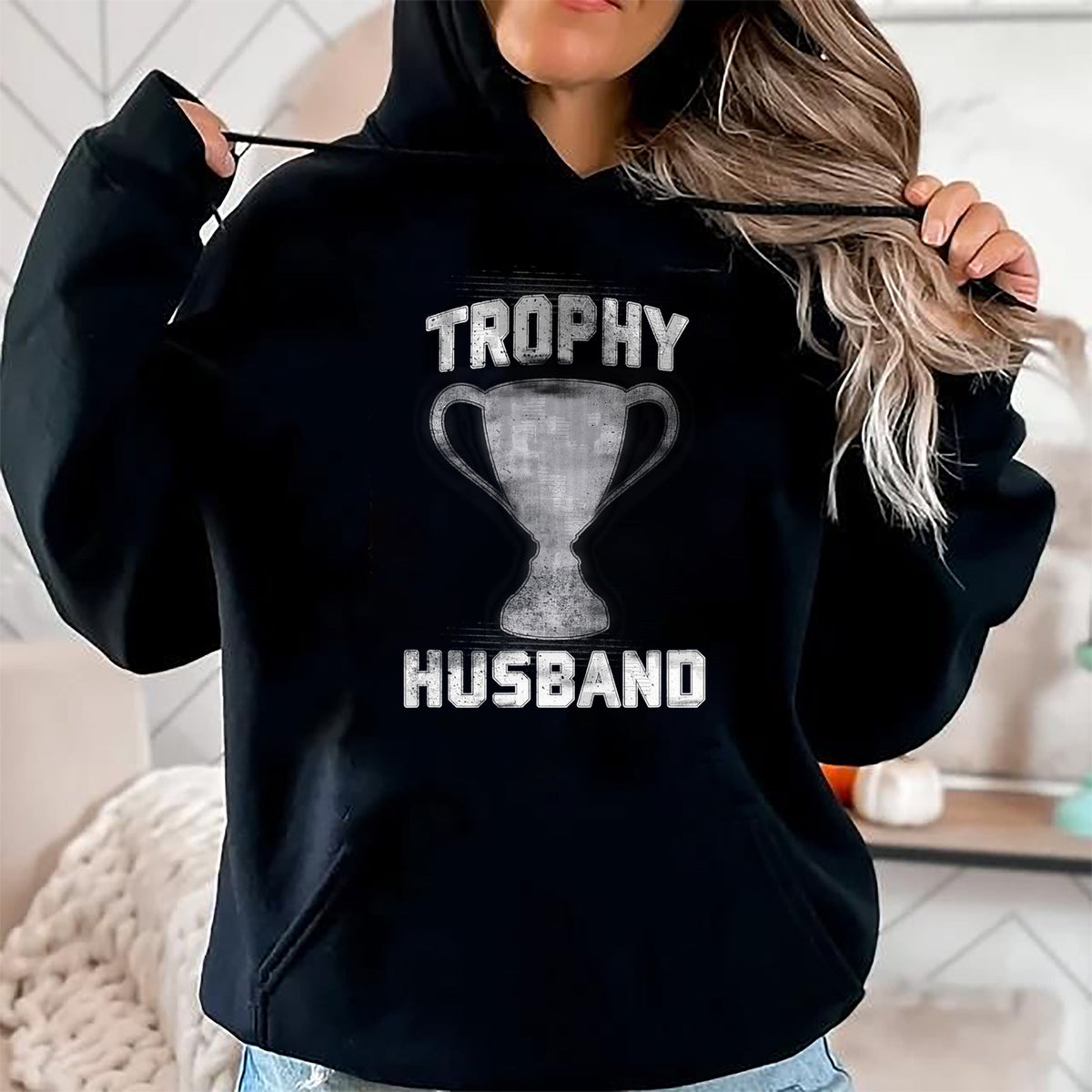 Best Wife Shirt, Wife and Husband Unisex T-Shirt/Hoodie/Sweatshirt HLT00 - Cool Vintage Style Trophy Husband Spouse T-Shirt Valentines T-Shirt
