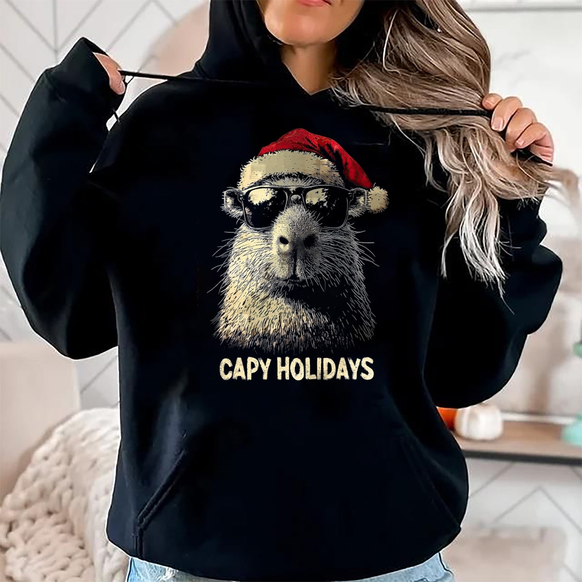 Cute Capybara Shirt, Funny Capybara Unisex T-Shirt/Hoodie/Sweatshirt HLT00 - Funny Christmas Capy Holidays Kids Teens Boys Xmas Capybara T-Shirt