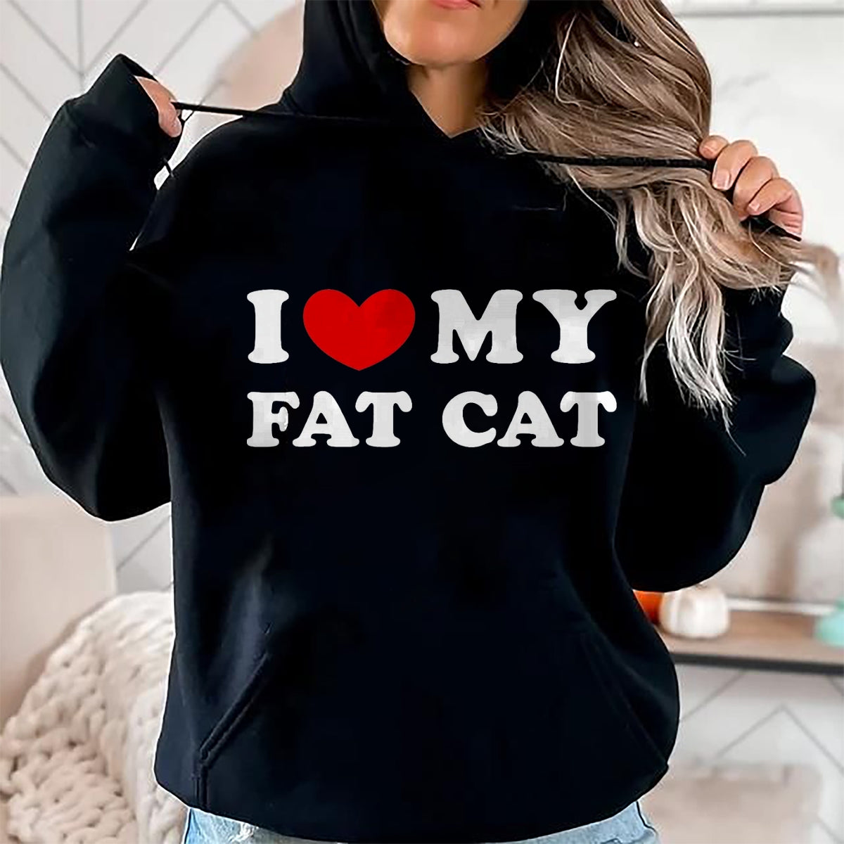 Cat Love Shirt, Funny Cat Lover Gift UnisexT-Shirt/Hoodie/Sweatshirt HLT00 - I Love My Fat Cat, I Heart My Fat Cat T-Shirt, Men, Black, 3X-Large