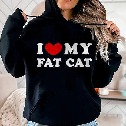 Cat Love Shirt, Funny Cat Lover Gift UnisexT-Shirt/Hoodie/Sweatshirt HLT00 - I Love My Fat Cat, I Heart My Fat Cat T-Shirt, Men, Black, 3X-Large