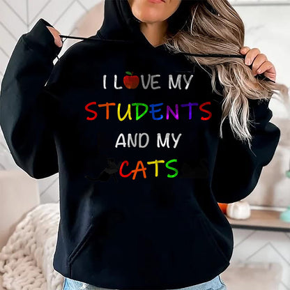 Cat Love Shirt, Funny Cat Lover Gift UnisexT-Shirt/Hoodie/Sweatshirt HLT00 - I Love My Students And My Cats Cute Teacher Cat T-Shirt