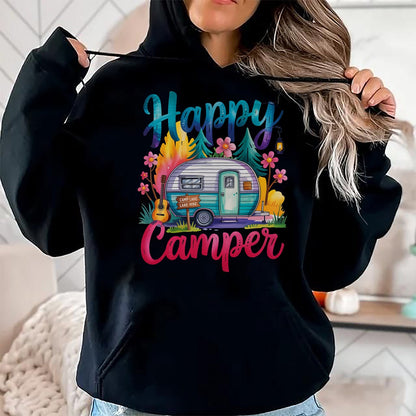 Funny Camping Shirt, Gift For Camping Lover Unisex T-Shirt/Hoodie/Sweatshirt HLT00 - Funny Happy Camper Camping Apparel Trailer RV Kids Women T-Shirt