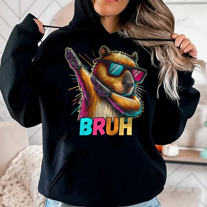 Cute Capybara Shirt, Funny Capybara Unisex T-Shirt/Hoodie/Sweatshirt HLT00 - Funny Dabbing Capy Bruh Teens Youth Kids Meme Rodent Lovers T-Shirt