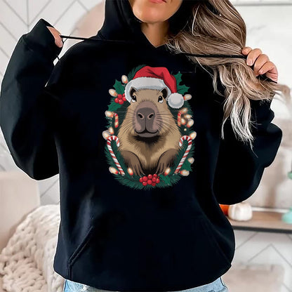 Cute Capybara Shirt, Funny Capybara Unisex T-Shirt/Hoodie/Sweatshirt HLT00 - Capybara Christmas Long Sleeve T-Shirt (3)