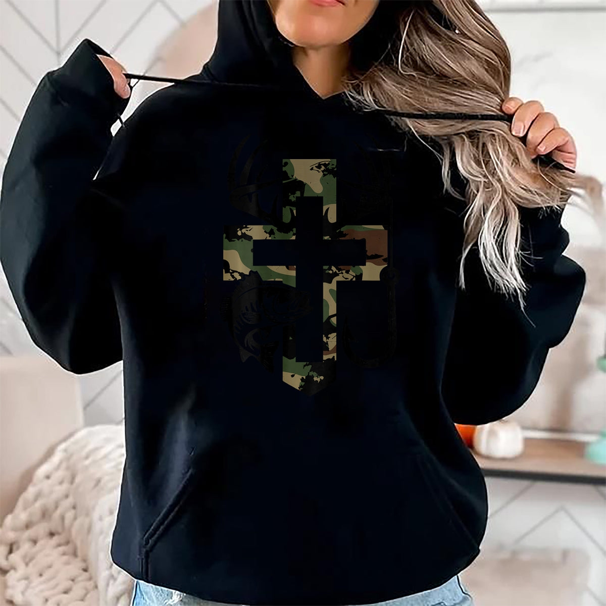 Best Thanksgiving Family Shirt , Funny Thanksgiving UnisexT-Shirt/Hoodie/Sweatshirt HLT00 - Youth Camo Faith Hunting Fishing Cross Hook Christian Jesus T-Shirt