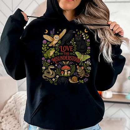 Cat Love Shirt, Funny Cat Lover Gift UnisexT-Shirt/Hoodie/Sweatshirt HLT00 - Love The Misunderstood Bat Raven Cat Snake Spider Moth Frog T-Shirt (3)