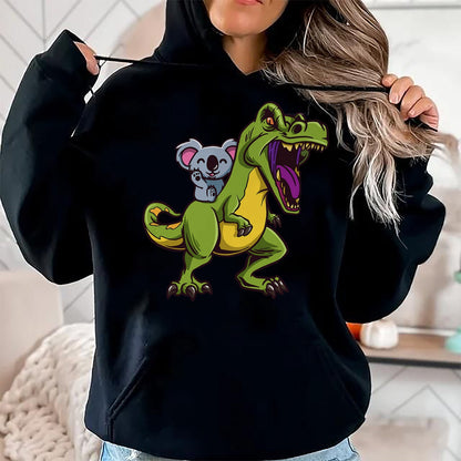 Best Dinosaur Lover Shirt, Funny Dinosaur UnisexT-Shirt/Hoodie/Sweatshirt HLT00 - Kawaii Koala Bear Riding T-Rex - Cute & Funny Trex Dinosaur T-Shirt