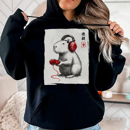 Cute Capybara Shirt, Funny Capybara Unisex T-Shirt/Hoodie/Sweatshirt HLT00 - Gamer Japanese Art Men Women Teens Kids Funny Capybara T-Shirt