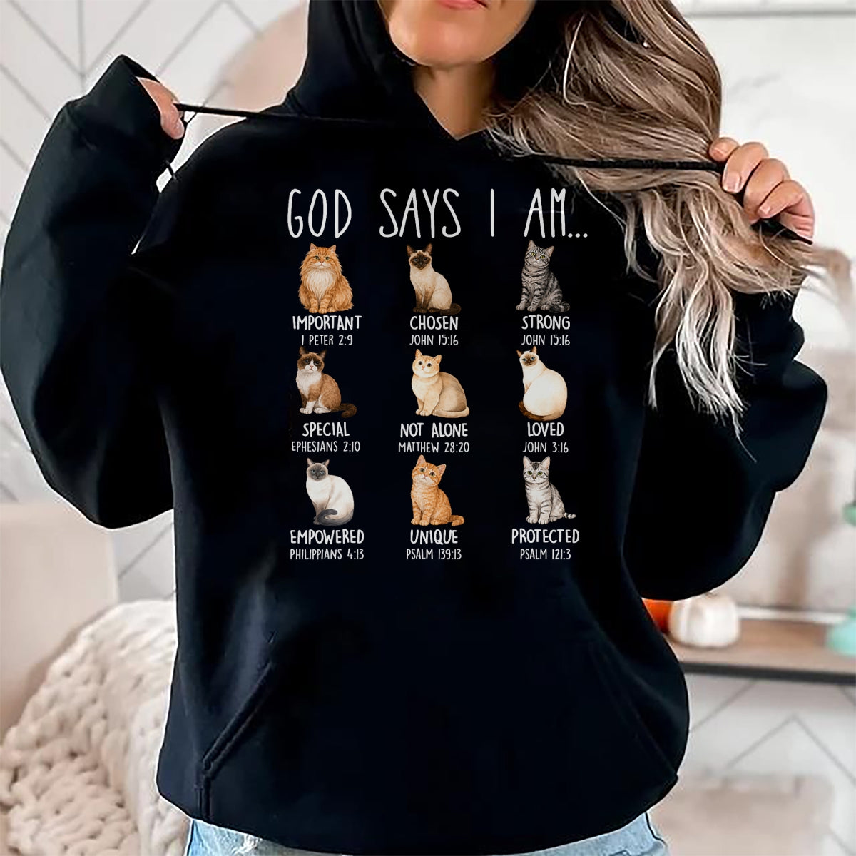 Cat Love Shirt, Funny Cat Lover Gift UnisexT-Shirt/Hoodie/Sweatshirt HLT00 - God Says I Am Cat Lover Bible Verses Christian Scripture Cat T-Shirt