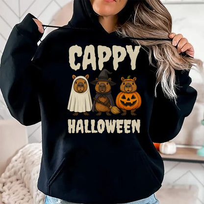 Cute Capybara Shirt, Funny Capybara UnisexT-Shirt/Hoodie/Sweatshirt HLT00 - Cappy Halloween Funny Capybara Ghost Witch Pumpkin Spooky T-Shirt