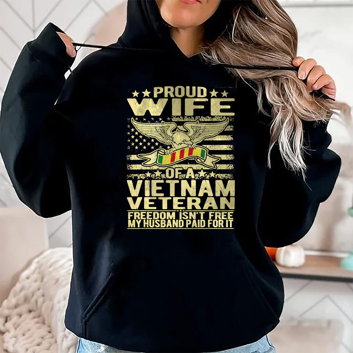 Best Wife Shirt, Wife and Husband Unisex T-Shirt/Hoodie/Sweatshirt HLT00 - Gift for wife T shirt, lucky wife   Freedom Isn't Free Proud Wife Of Vietnam Veteran Spouse Gift T-S