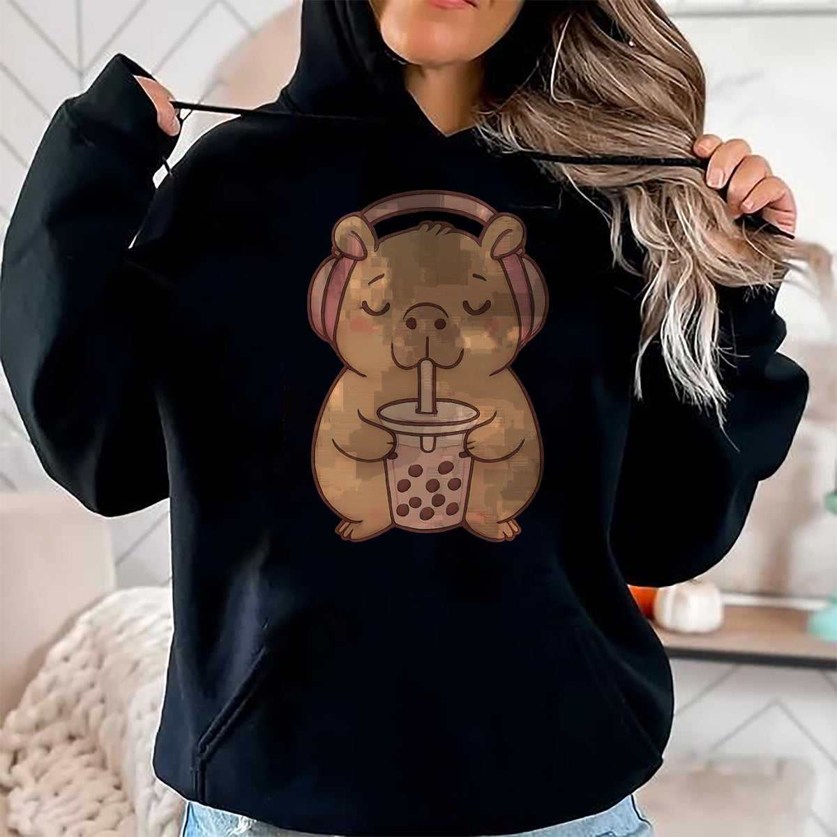 Cute Capybara Shirt, Funny Capybara Unisex T-Shirt/Hoodie/Sweatshirt HLT00 - Capybara Kawaii Girl T-Shirt