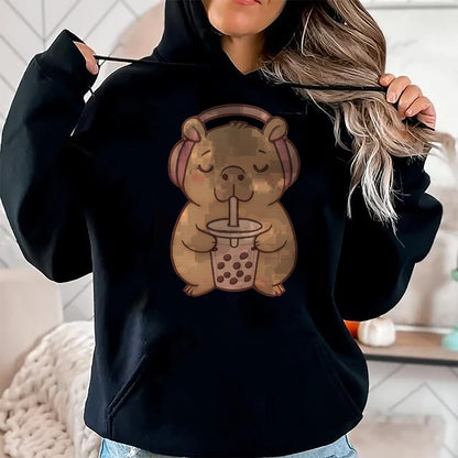 Cute Capybara Shirt, Funny Capybara Unisex T-Shirt/Hoodie/Sweatshirt HLT00 - Capybara Kawaii Girl T-Shirt