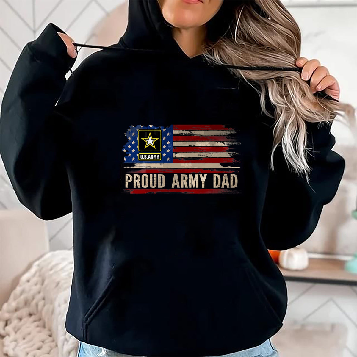 Gift for Dad Shirt, Funny Dad Unisex T-Shirt/Hoodie/Sweatshirt HLT00 – Vintage Proud Army Dad American Flag Veteran Gift T-Shirt