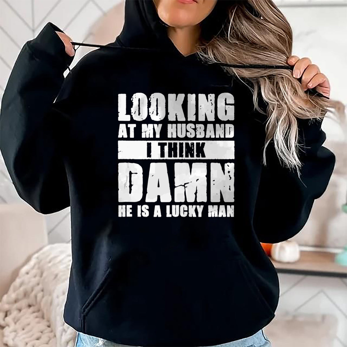 Best Wife Shirt, Wife and Husband Unisex T-Shirt/Hoodie/Sweatshirt HLT00 - Gift for wife T shirt, lucky wife   He is a Lucky Husband - Anniversary Gift - Man & Wife T-Shirt