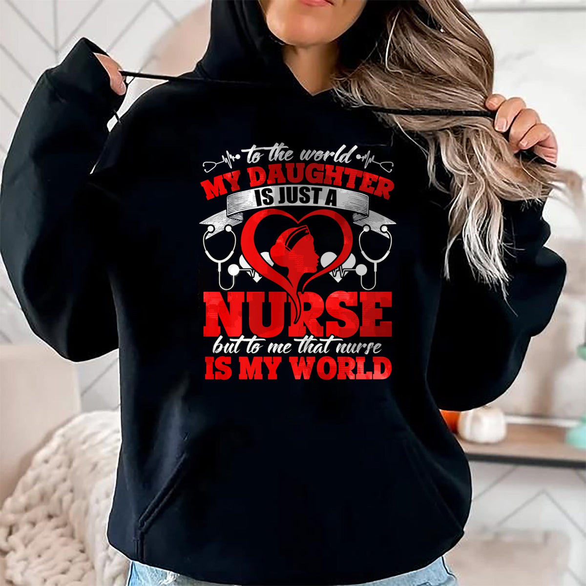 Funny Nurse Shirt, Nurse Unisex T-Shirt/Hoodie/Sweatshirt HLT00 - My Daughter Is A Nurse, Proud To Be A Nurse's Mom Long Sleeve T-Shirt