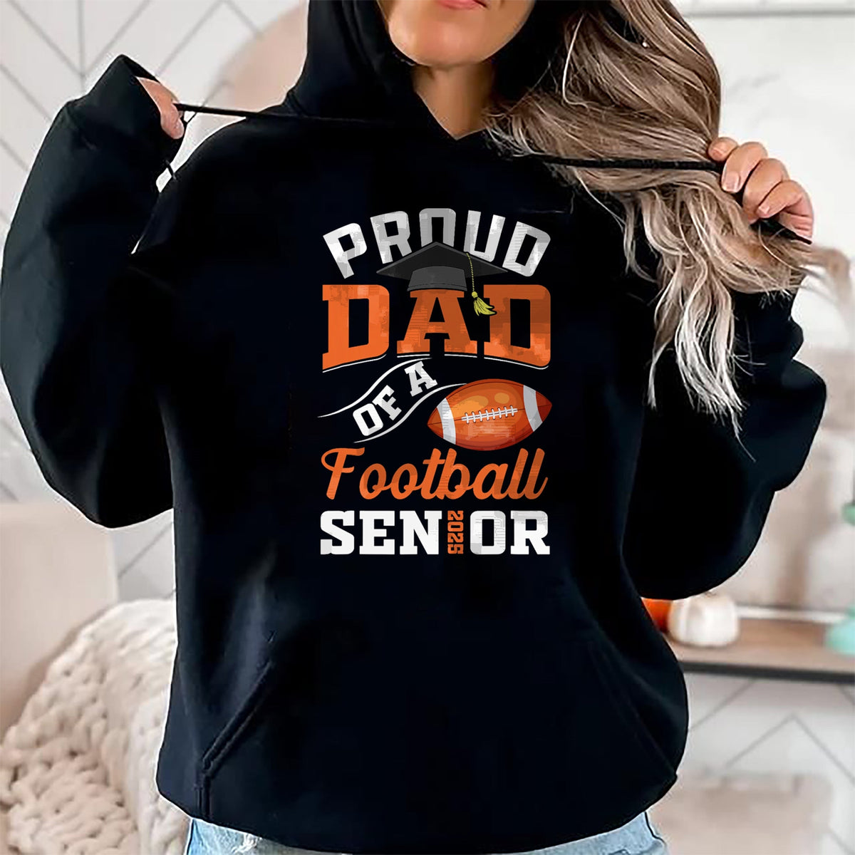 Gift for Dad Shirt, Funny Dad Unisex T-Shirt/Hoodie/Sweatshirt HLT00 – Proud dad of a football Senior class of 2025 graduation T-Shirt