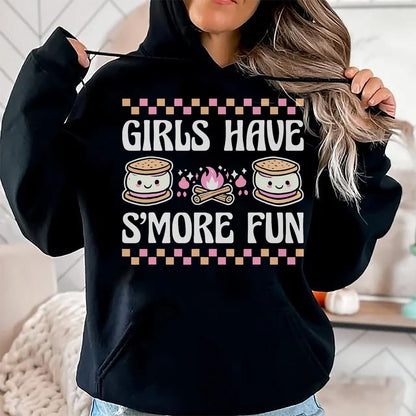 Funny Camping Shirt, Gift For Camping Lover Unisex T-Shirt/Hoodie/Sweatshirt HLT00 - Girls Have Smore Fun Camping Friends Camp Women Girl Kids T-Shirt