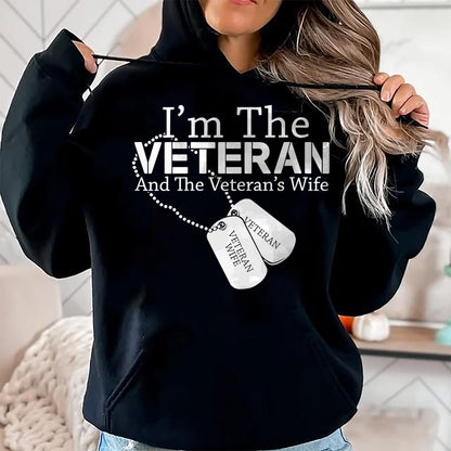 Proud Veteran Shirt, Funny Veteran UnisexT-Shirt/Hoodie/Sweatshirt HLT00 - Womens I Am The Veteran Veterans Day US Military Patriotic V-Neck T-Shirt