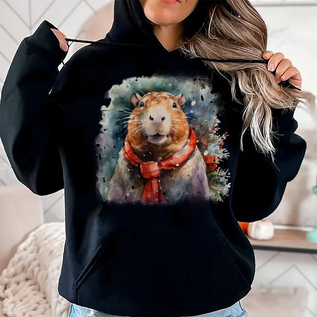 Cute Capybara Shirt, Funny Capybara Unisex T-Shirt/Hoodie/Sweatshirt HLT00 - Capybara Christmas Long Sleeve T-Shirt (1)