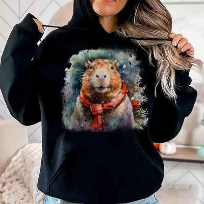 Cute Capybara Shirt, Funny Capybara Unisex T-Shirt/Hoodie/Sweatshirt HLT00 - Capybara Christmas Long Sleeve T-Shirt (1)