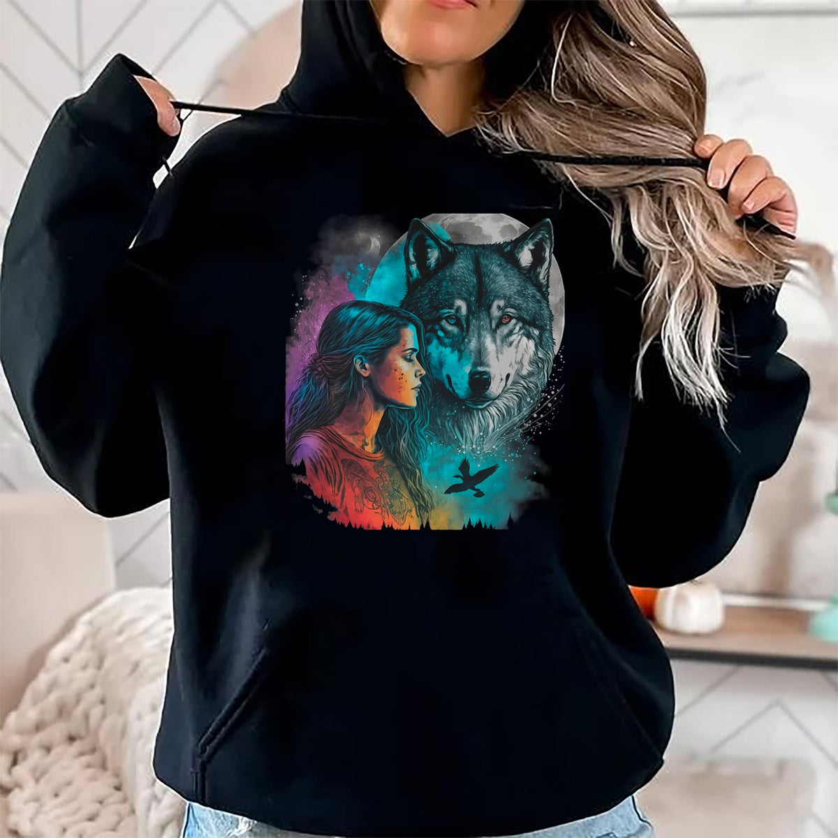Native American T-Shirts, Vintage Native American Unisex T-Shirt/Hoodie/Sweatshirt HLT00 - Ethnic Tribal Wolf Boho Feather Native American Hippie Women