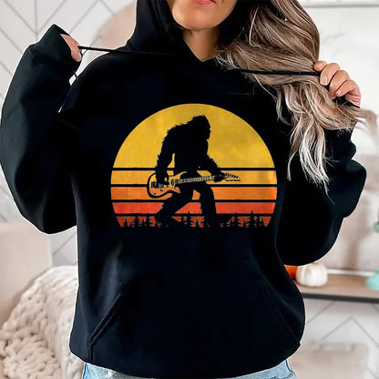 Guitar Lover Shirt, Funny Guitar UnisexT-Shirt/Hoodie/Sweatshirt HLT00 - Retro Bigfoot Guitar T-Shirt, Vintage Sasquatch Rocker Tee T-Shirt, Men, Black, 3X-Large