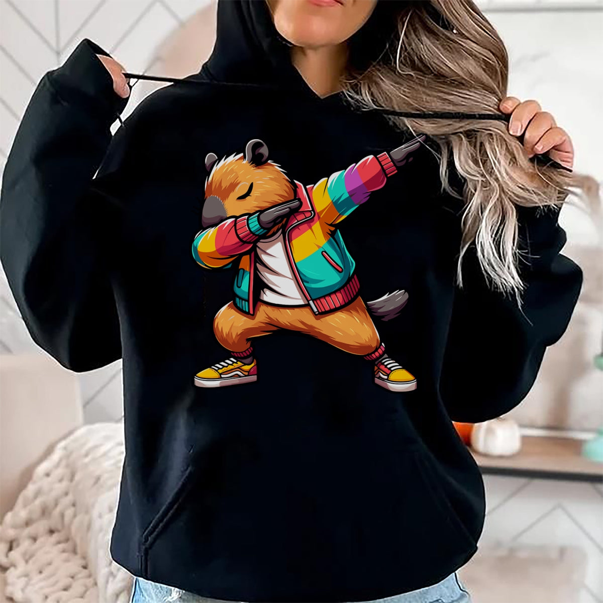 Cute Capybara Shirt, Funny Capybara Unisex T-Shirt/Hoodie/Sweatshirt HLT00 - Funny Capybara Dabbing Tee, Shirt For Women Men Kids Long Sleeve T-Shirt