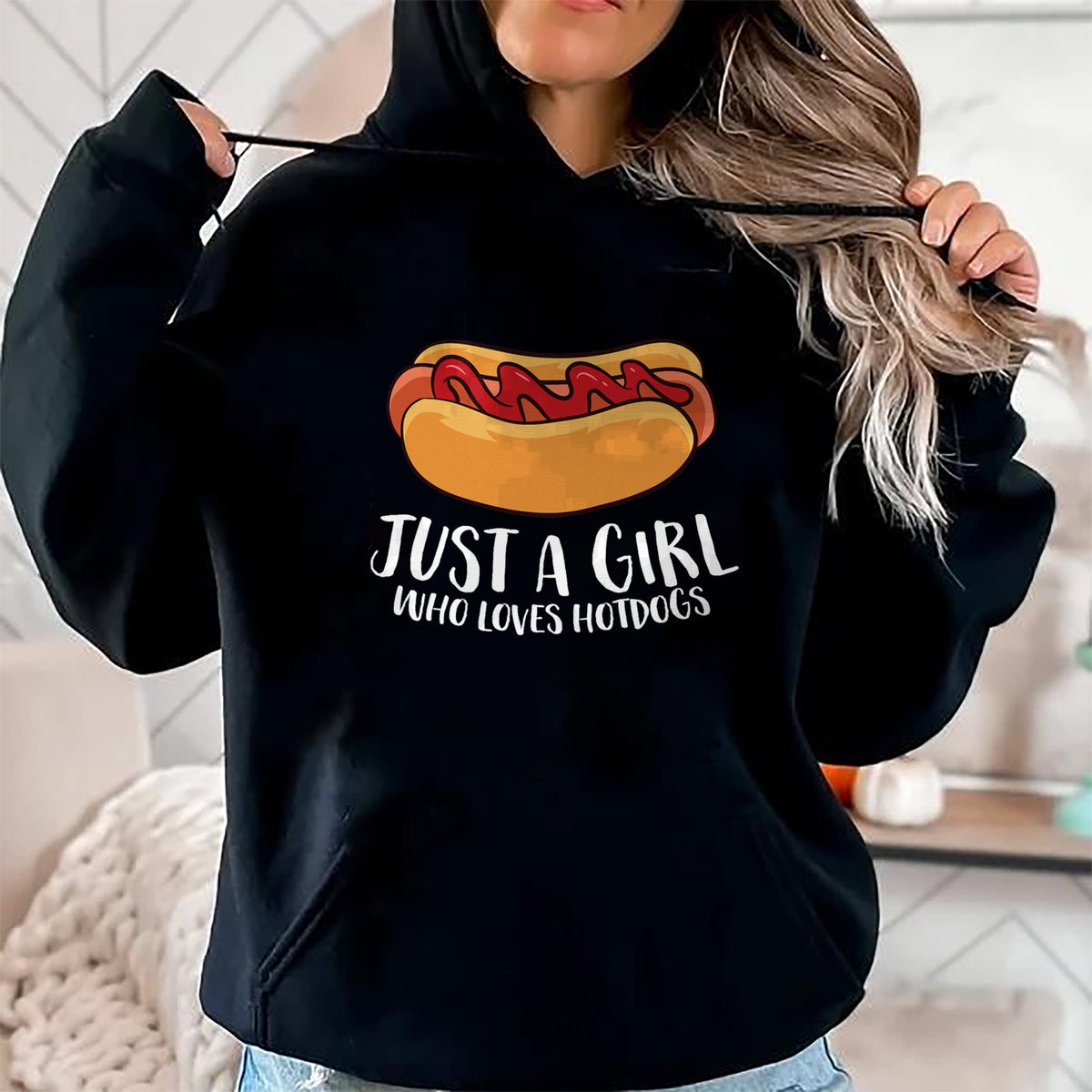 Dog Love Shirt, Dog Lover Gift T-Shirt/Hoodie/Sweatshirt HLT00 - Just a Girl Who Loves Hotdogs T-Shirt
