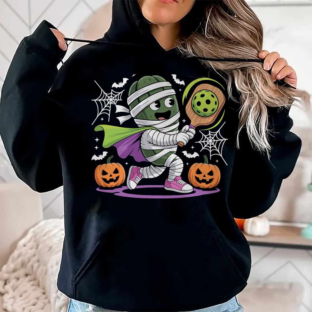 Funny Pickleball Shirt, Pickleball Lover Unisex T-Shirt/Hoodie/Sweatshirt HLT00 - Funny Halloween Pickleball Mummy Costume Design T-Shirt