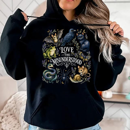 Cat Love Shirt, Funny Cat Lover Gift UnisexT-Shirt/Hoodie/Sweatshirt HLT00 - Love The Misunderstood Bat Frog Raven Snake Cat Moth Spider T-Shirt (2)