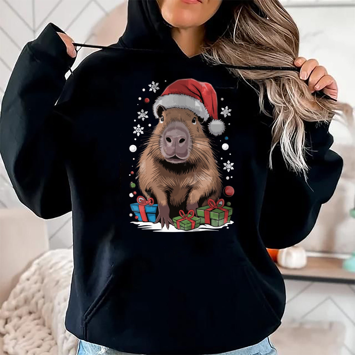 Cute Capybara Shirt, Funny Capybara Unisex T-Shirt/Hoodie/Sweatshirt HLT00 - Capybara Christmas Long Sleeve T-Shirt (4)