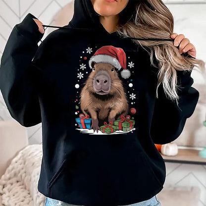 Cute Capybara Shirt, Funny Capybara Unisex T-Shirt/Hoodie/Sweatshirt HLT00 - Capybara Christmas Long Sleeve T-Shirt (4)