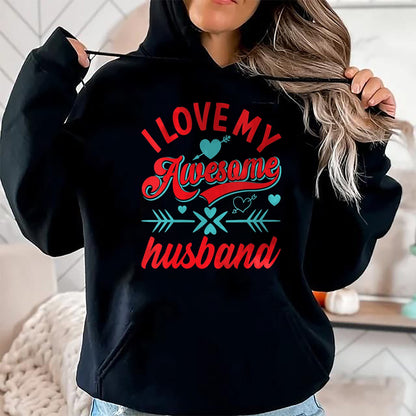 Best Wife Shirt, Wife and Husband Unisex T-Shirt/Hoodie/Sweatshirt HLT00 - Womens I Love My Awesome Husband Womens Husband Anniversary V-Neck T-Shirt