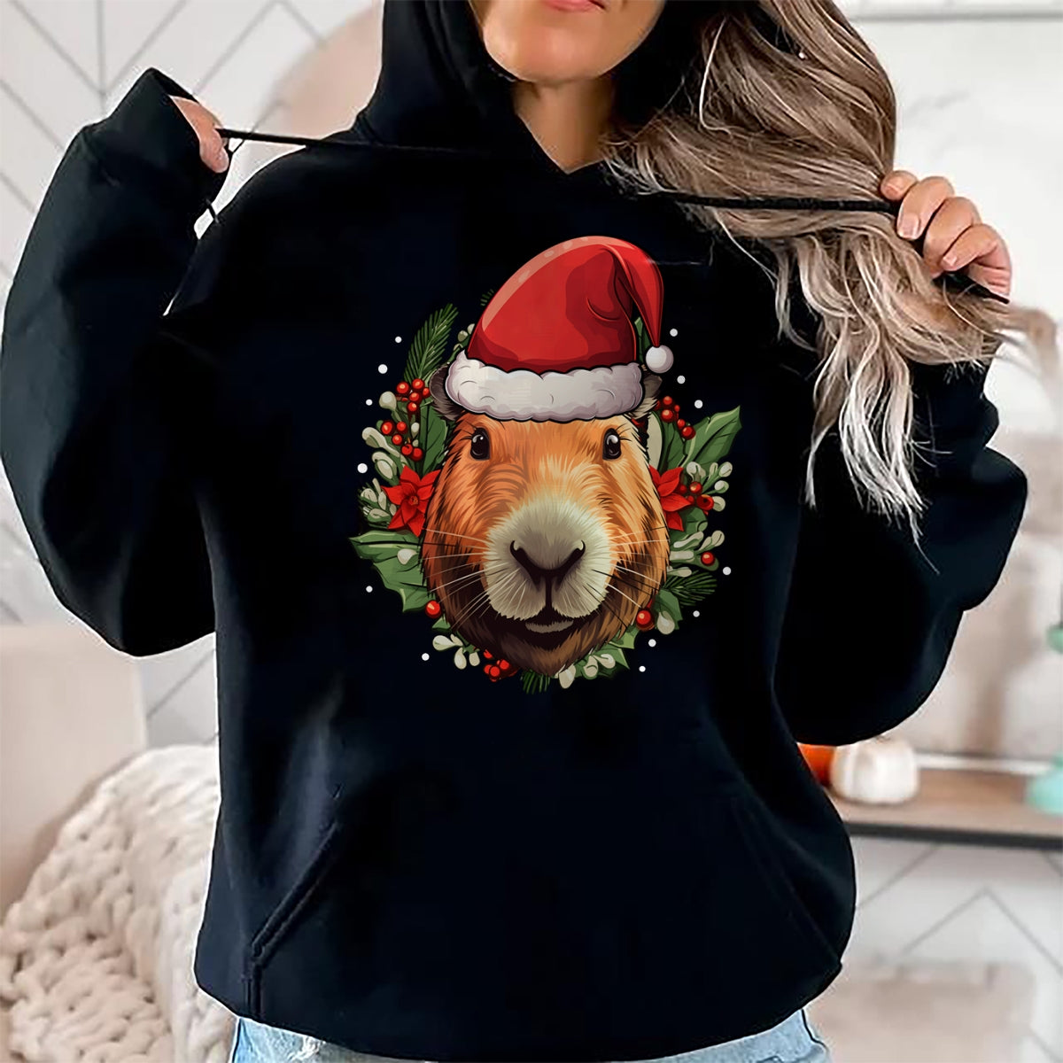 Cute Capybara Shirt, Funny Capybara Unisex T-Shirt/Hoodie/Sweatshirt HLT00 - Funny Christmas Capybara Long Sleeve T-Shirt