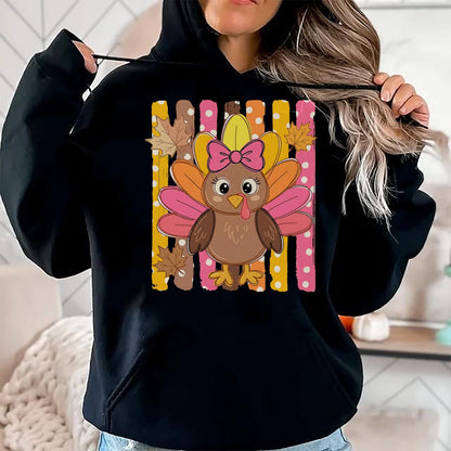 Best Thanksgiving Family Shirt , Funny Thanksgiving UnisexT-Shirt/Hoodie/Sweatshirt HLT00 - Thanksgiving Cute Turkey Bow Autumn Leaves Women Girl T-Shirt