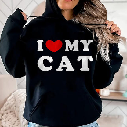Cat Love Shirt, Funny Cat Lover Gift UnisexT-Shirt/Hoodie/Sweatshirt HLT00 - I Love My Cat, I Heart My Cat T-Shirt, Men, Pink Heather, X-Large