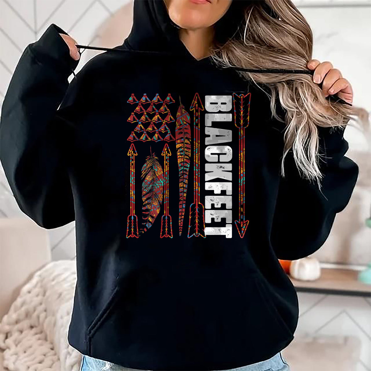 Native American T-Shirts, Vintage Native American Unisex T-Shirt/Hoodie/Sweatshirt HLT00 - Blackfeet Flag - Native Pride American Indian Tribe Premium