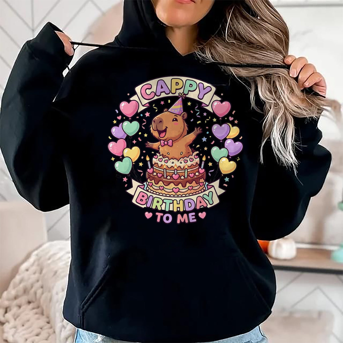 Cute Capybara Shirt, Funny Capybara UnisexT-Shirt/Hoodie/Sweatshirt HLT00 - Capybara Birthday Kawaii Girl Cappy Birthday to Me T-Shirt
